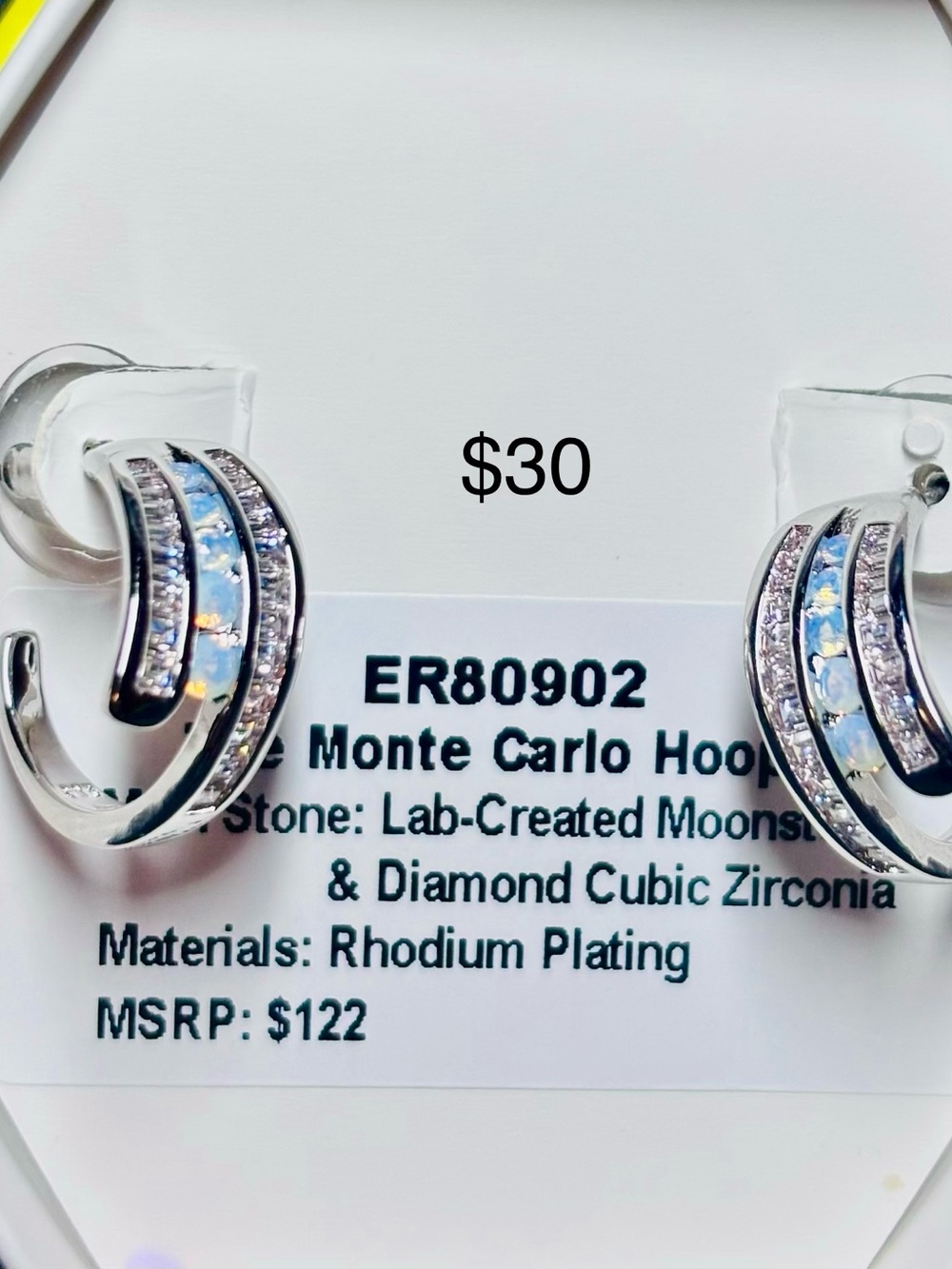 Monte Carlo Hoop Earrings in Blue Opal and Silver